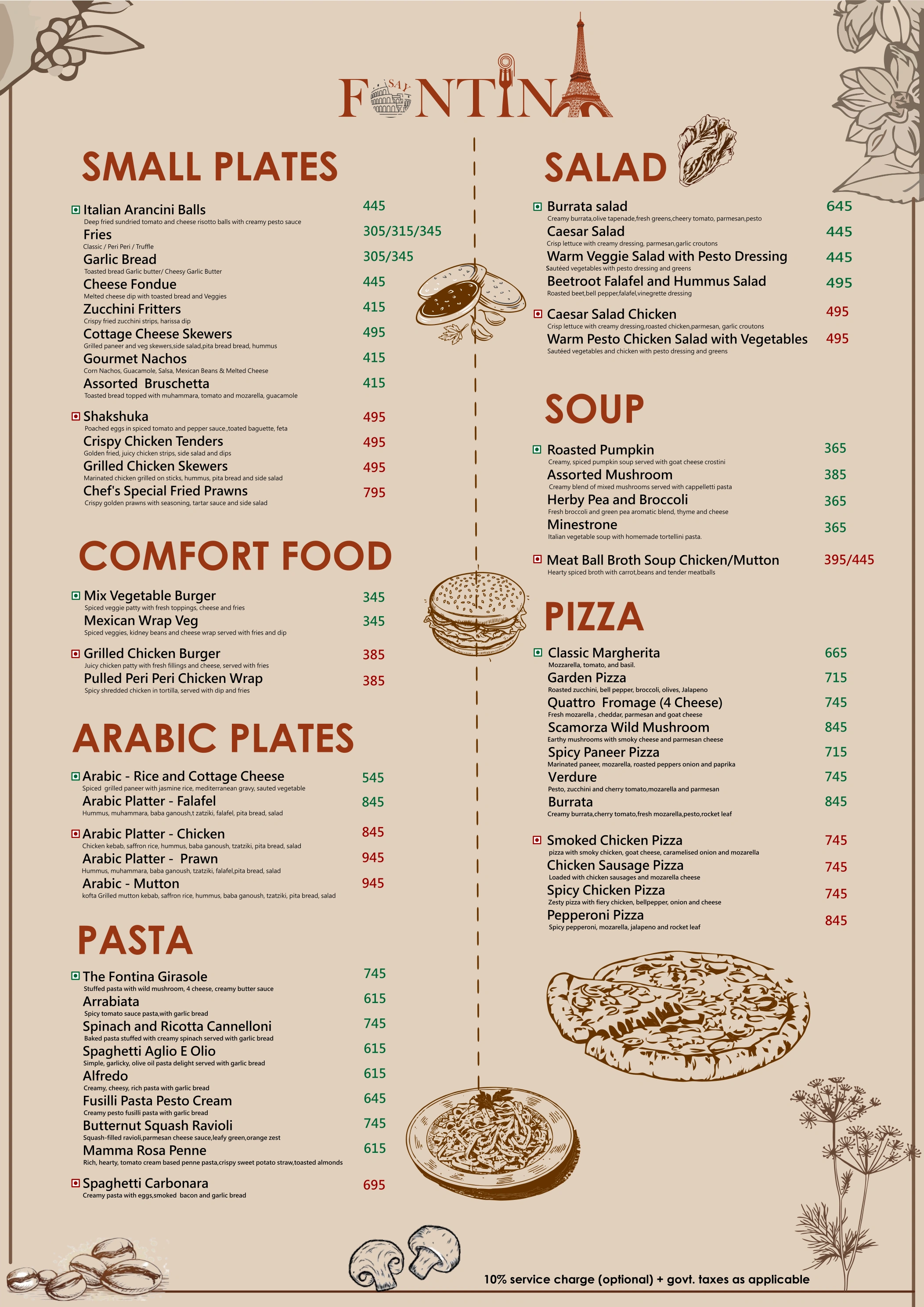 Menu preview